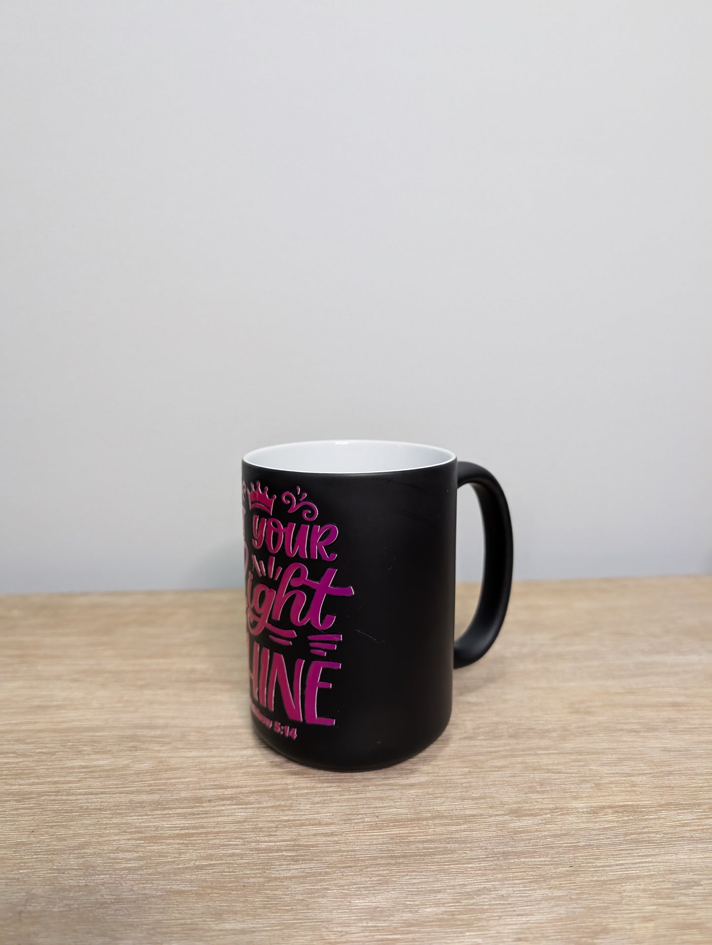 Matthew 5:16 Coffee Mug - 15 oz Ceramic Color-Changing Cup with Inspirational Quote & Design - Black "Let Your Light Shine" Mug For Daily Motivation